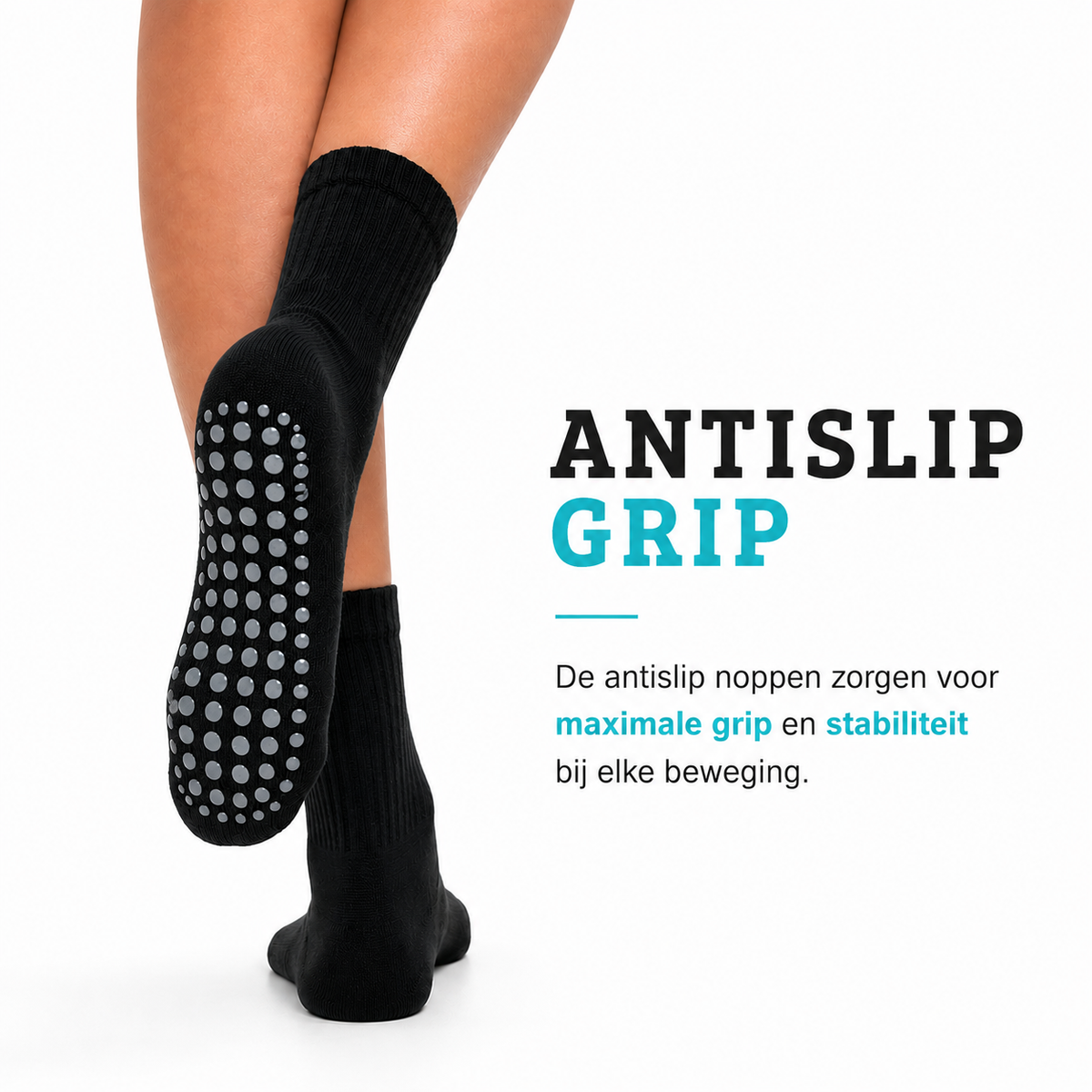 Naadloze Antislip Sokken Dames - 92% Katoen - 36-40 - Zwart