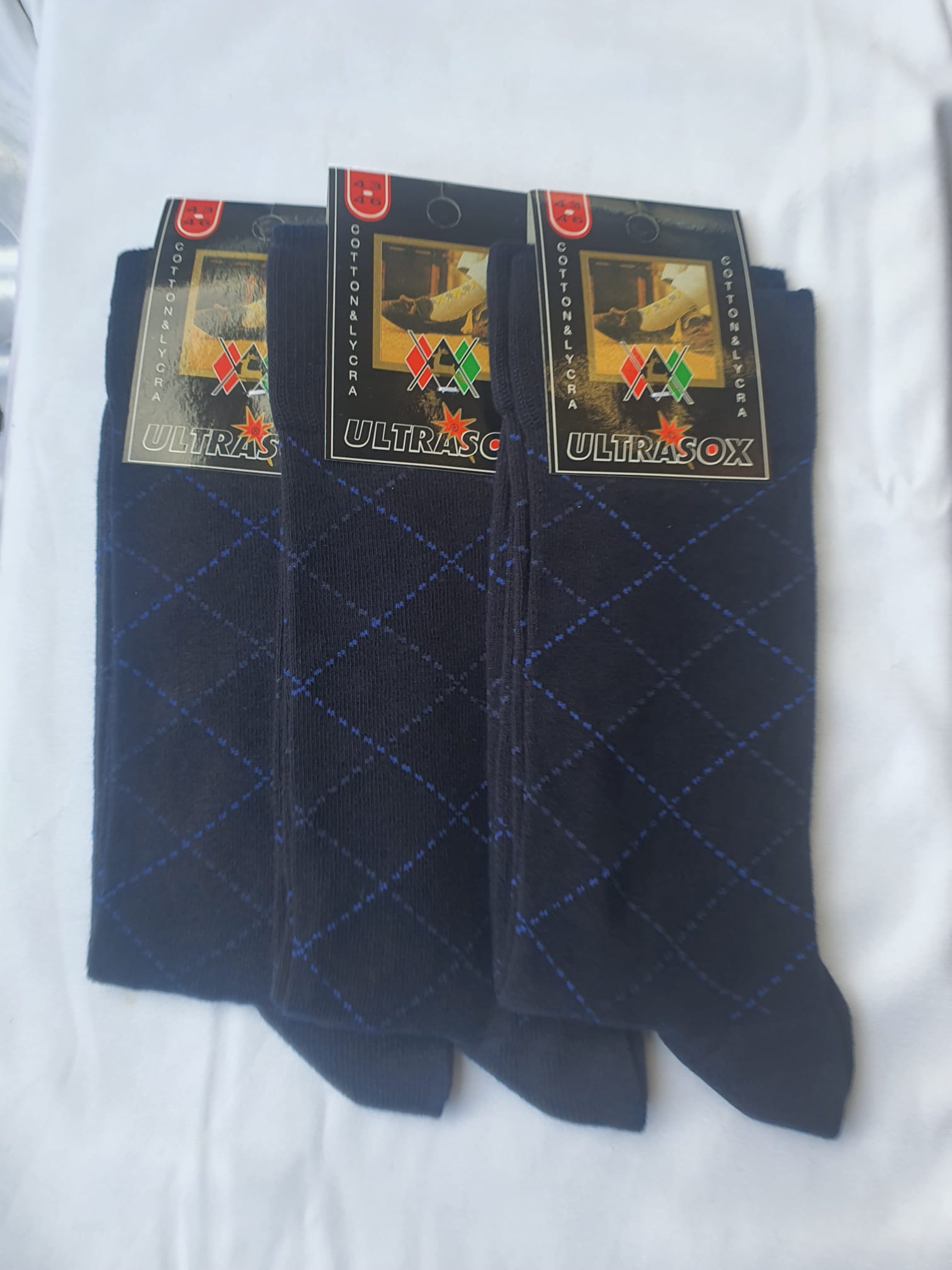 Geruiten heren sokken blauw